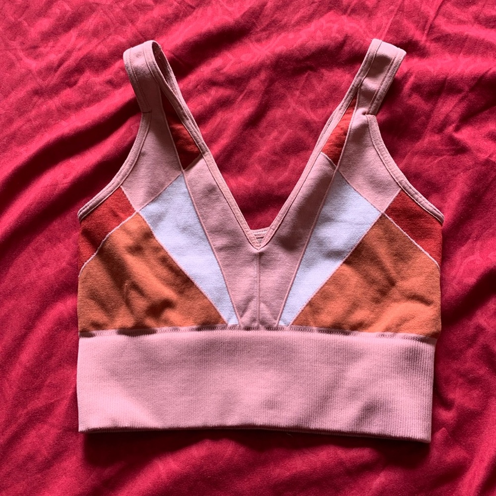 NWOT Free People Movement color block geometric stain glass patchwork sports bra
